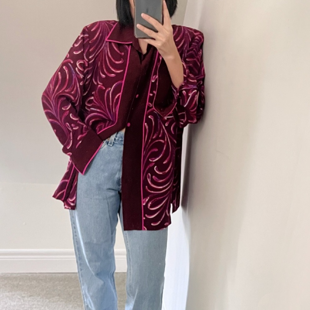 Vintage Bob Mackie wearable art blouse L